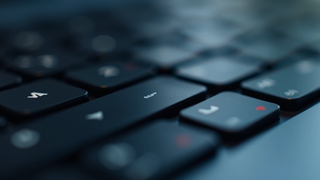 Dettaglio di una tastiera meccanica con frecce illuminate, vista da vicino che mostra i tasti di navigazione principali