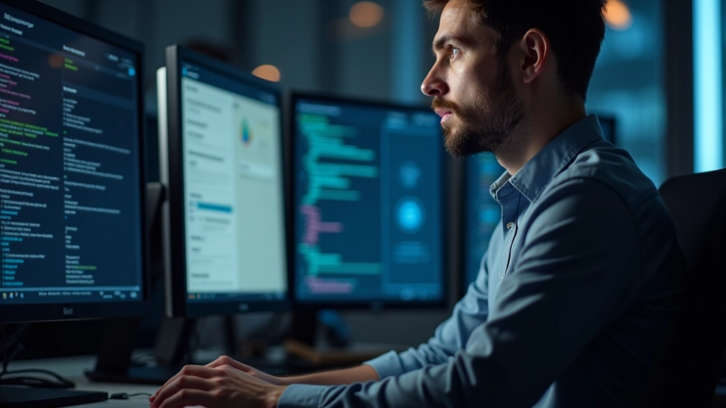 Professionista che analizza i dati di accessibilità su uno schermo